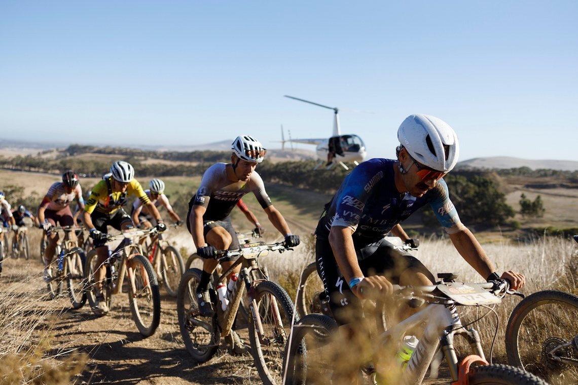 during Stage 1 of the 2025 Absa Cape Epic Mountain Bike stage race held at Meerendal Wine Estate, Cape Town, South Africa on the 17th March 2025. Photo by Nick Muzik/Cape Epic
PLEASE ENSURE THE APPROPRIATE CREDIT IS GIVEN TO THE PHOTOGRAPHER AND ABSA