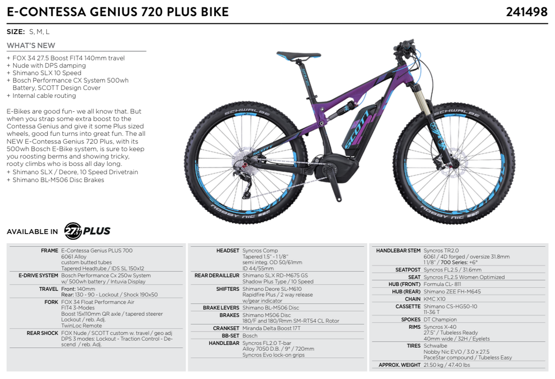 Komplettbike: Scott E-Contessa Genius 720 Plus