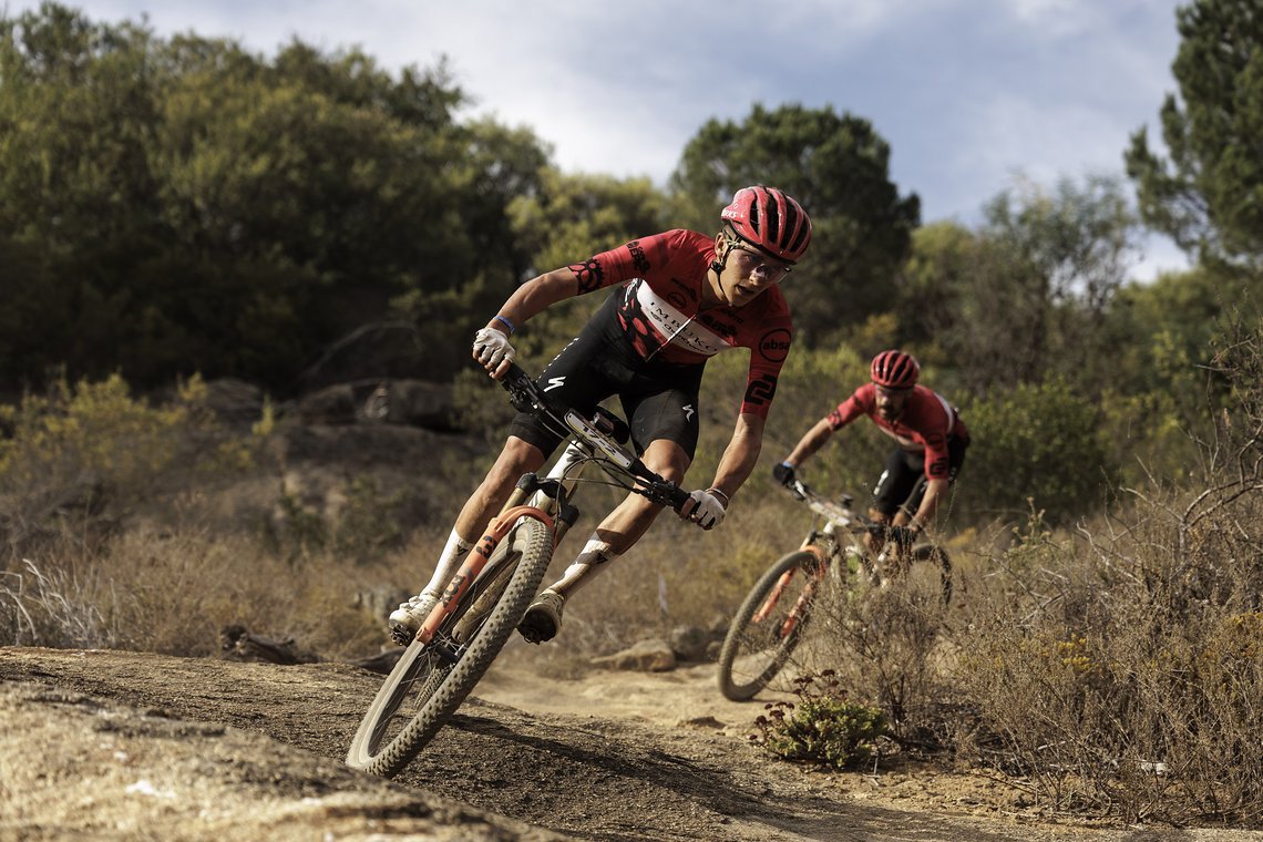 Tristan Nortje and Marco Joubert during Stage 4 of the 2025 Absa Cape Epic Mountain Bike stage race held at Fairview, Paarl, Cape Town, South Africa on the 20th March 2025. Photo by Nick Muzik/Cape Epic
PLEASE ENSURE THE APPROPRIATE CREDIT IS GIVEN T