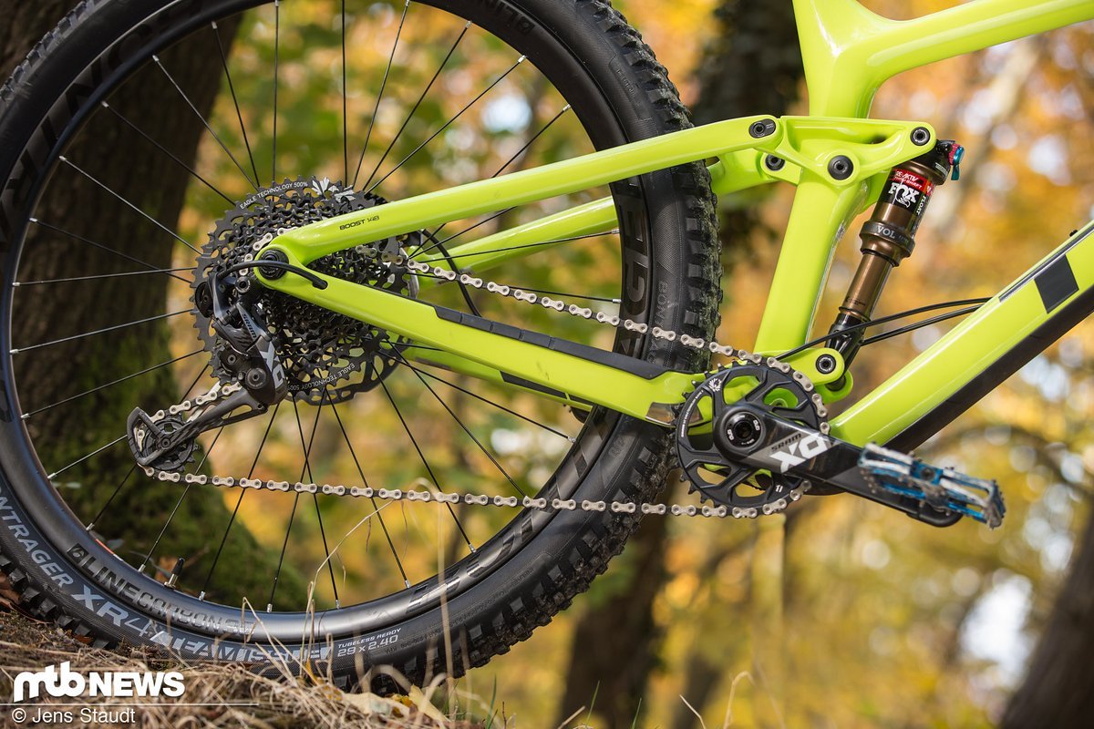 Angetrieben wird das Trek Fuel EX 29 9.9 mit einer SRAM Eagle-Schaltgruppe Angetrieben wird das Trek Fuel EX 29 9.9 mit einer SRAM Eagle-Schaltgruppe