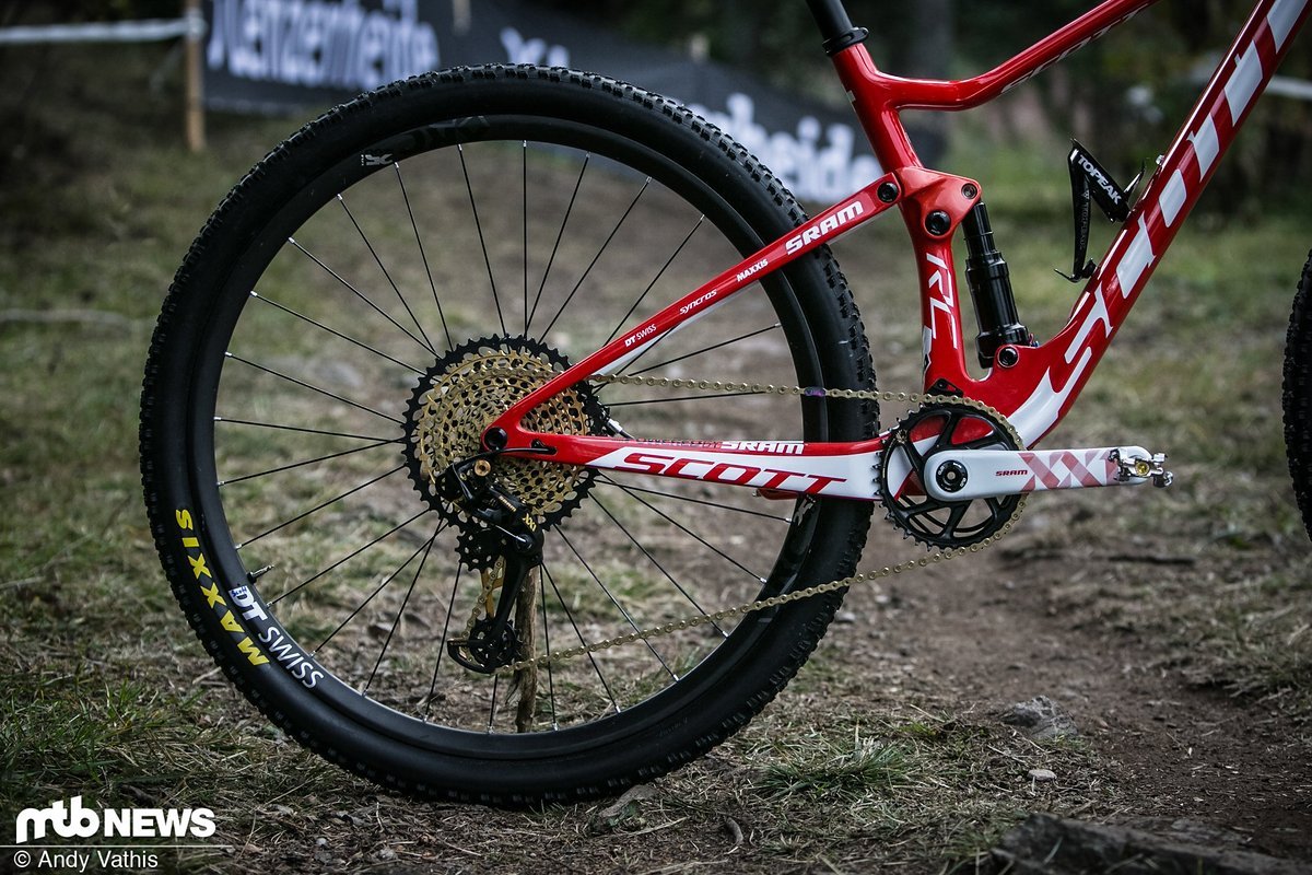 Angetrieben wird das Bike des Titelverteidigers mit der Sram XX1 Eagle Angetrieben wird das Bike des Titelverteidigers mit der Sram XX1 Eagle