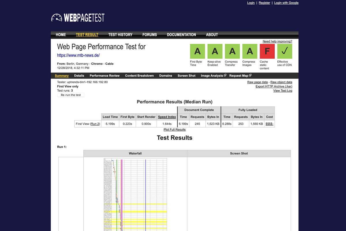 Webpagetest fühlt der Website so richtig auf den Zahn Webpagetest fühlt der Website so richtig auf den Zahn