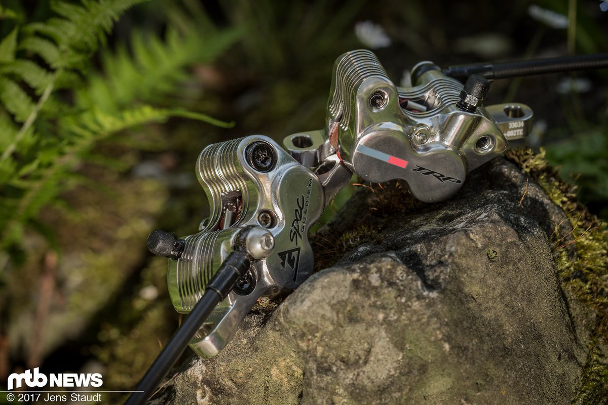 Die TRP Quadiem G-Spec ist unter anderem die Bremse des amerikanischen Downhill-Asses Aaron Gwin Die TRP Quadiem G-Spec ist unter anderem die Bremse des amerikanischen Downhill-Asses Aaron Gwin