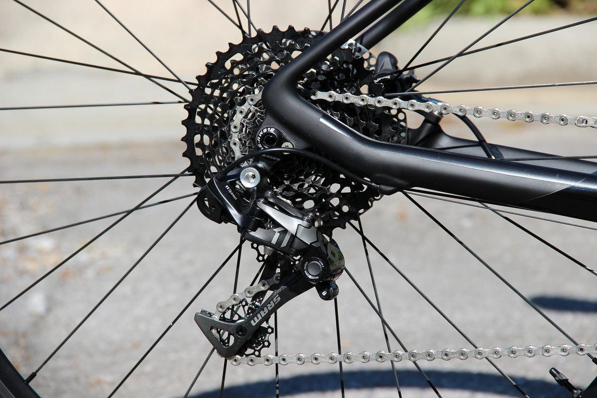 Der 1x11-fach Antrieb kommt von Sram Der 1x11-fach Antrieb kommt von Sram