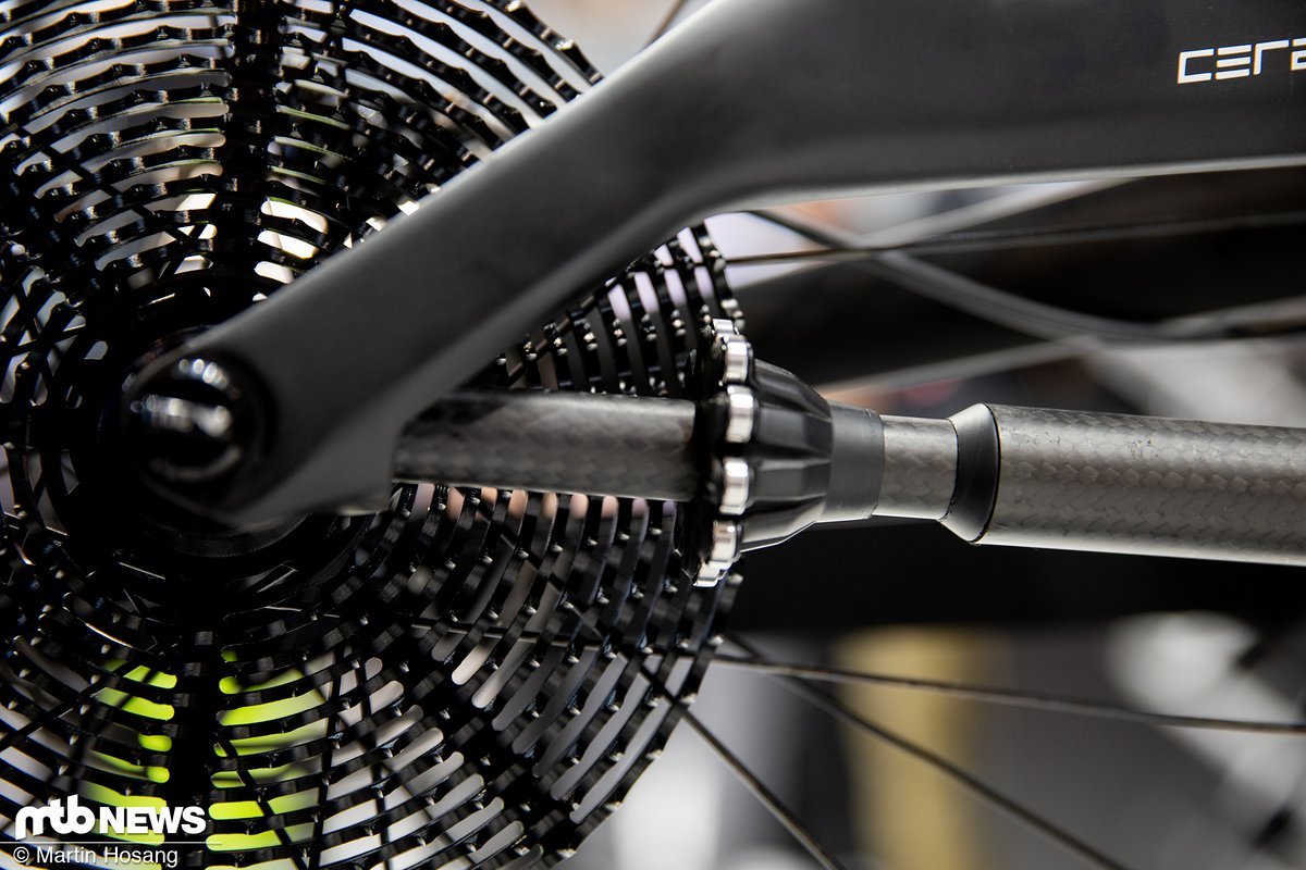 Beim Ceramicspeed Driven-Antrieb wird die Kraft über 21 Kugellager und eine Kardanwelle übertragen Beim Ceramicspeed Driven-Antrieb wird die Kraft über 21 Kugellager und eine Kardanwelle übertragen
