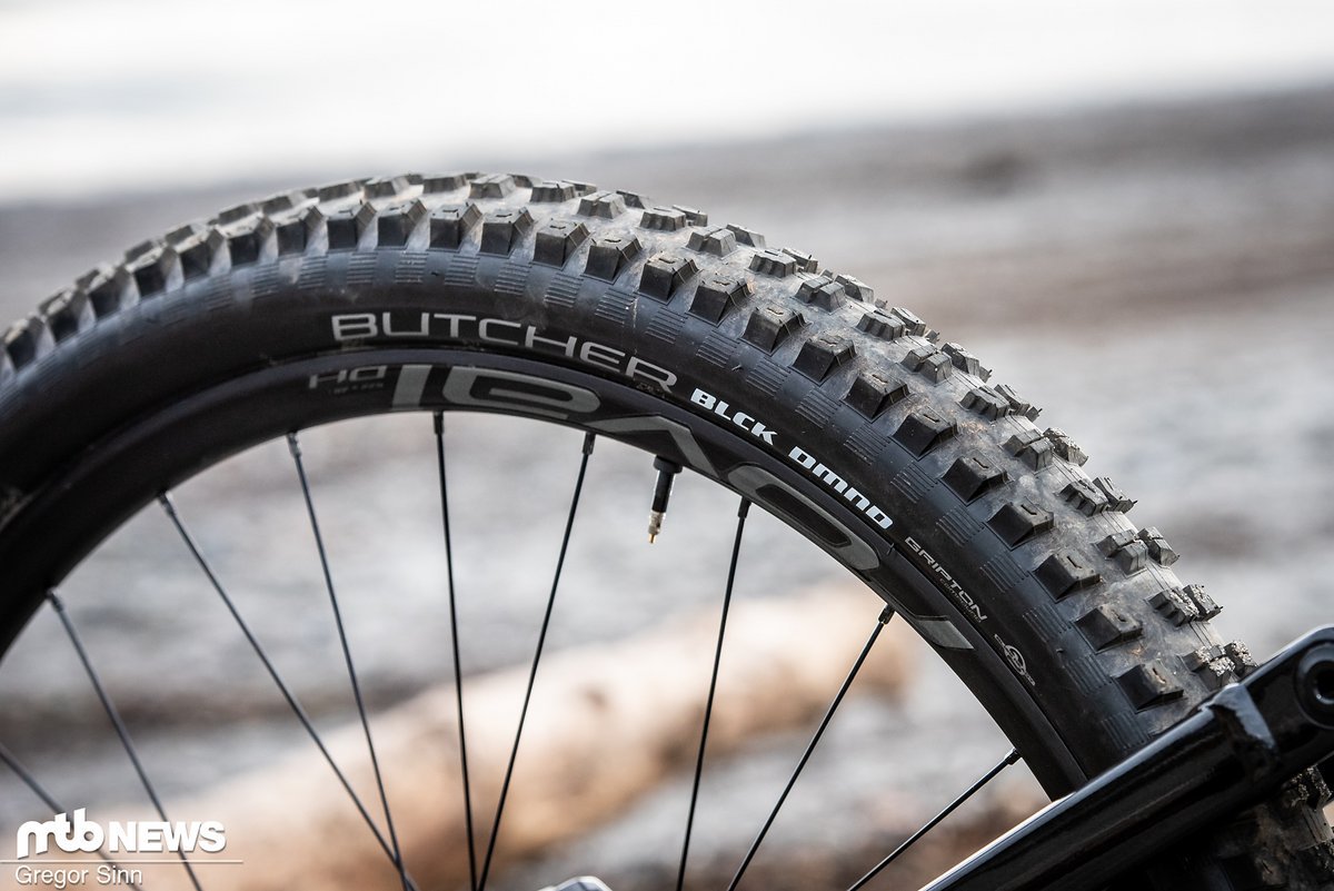 Für die Verbindung zum Trail sorgen Roval DH-Felgen und die griffigen Specialized Butcher-Reifen mit Blck Dmnd-Karkasse. Für die Verbindung zum Trail sorgen Roval DH-Felgen und die griffigen Specialized Butcher-Reifen mit Blck Dmnd-Karkasse.