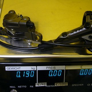 Gewicht Shimano Scheibenbremse XTR BR-M9000 VR, 1000mm