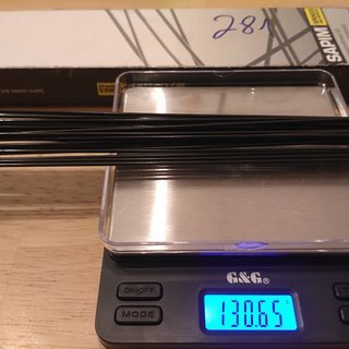 Gewicht Sapim Speiche Laser 281mm, 28 Stk.