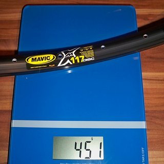 Gewicht Mavic Felge XM 117 Disc 26" / 559x17 / 32 Loch