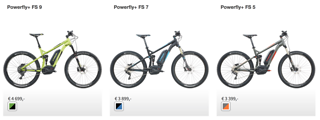 Die drei Versionen in der Übersicht: Trek Powerfly+ FS 9, 7 und 5