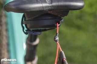 Per Gurt wird das Zéfal Bike Taxi werkzeuglos an den Sattelschienen befestigt.