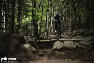 In ballerigen Downhill-Passagen könnte das Freeride-Bike etwas mehr Sicherheit vermitteln. In ballerigen Downhill-Passagen könnte das Freeride-Bike etwas mehr Sicherheit vermitteln.