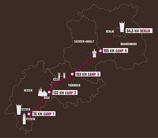 Vom Luftbrückendenkmal in Frankfurt bis nach Berlin geht die Reise – 640 km sind dabei zu bewältigen.