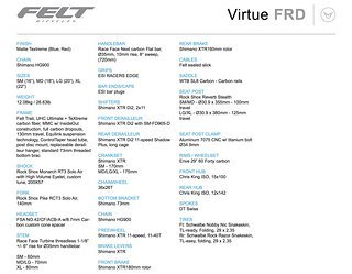 Felt Virtue FRD – Ausstattung Felt Virtue FRD – Ausstattung