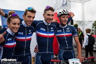 Das französische Siegerteam beim Staffelrennen der WM 2015 Das französische Siegerteam beim Staffelrennen der WM 2015