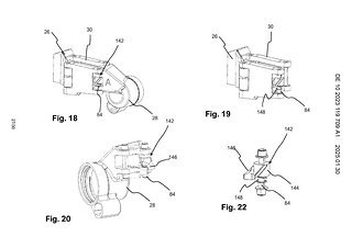 Eine Alternative, die im Patent aufgeführt ist, zeigt die Blockierung des Schaltwerks mittels eines Stiftes, der im Parallelogramm eingebaut ist.