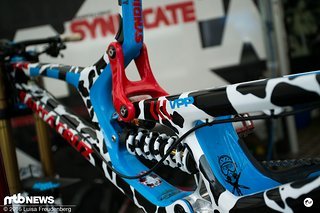 und wenn wir schon bei auffallenden Bikes sind- darf man die Kuh von Peaty nicht außen vor lassen - Tierliebe kam sowohl bei Specialized als auch hier bei Santa Cruz nicht zu kurz.
