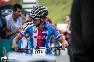 Samuel Jirous macht sich bereit für seinen Start als Schlussfahrer.