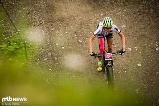Die deutsche Meisterin Leonie Daubermann fuhr ein starkes Rennen