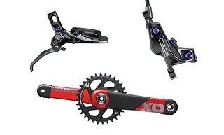 SRAM spendiert einen Satz G2-Bremsen sowie die X01 DH-Kurbeln aus Carbon!