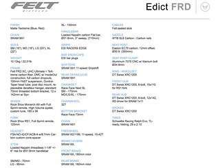 Felt Edict FRD – Ausstattung