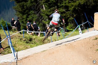 Greg Minnaar flog regelrecht die Strecke hinunter und schaffte es als erster an Gwin's Zeit heranzukommen.