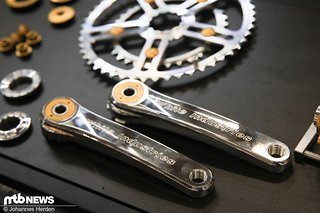 Mit Kurbeln ab 155 mm Länge gibts am Stand MTB Kurbeln zu bewundern und auch ein Road-Pendant soll schon bald erhältlich sein.