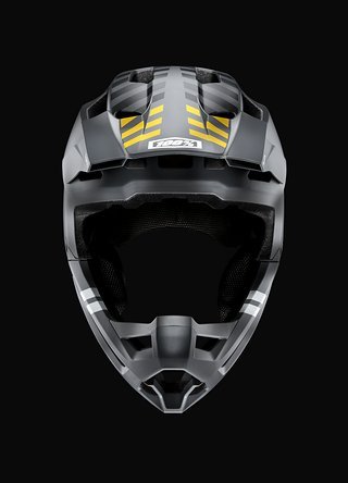 Der 100% Trajecta kommt als vollwertiger Enduro-Fullface unter anderem in der Farbe Charcoal