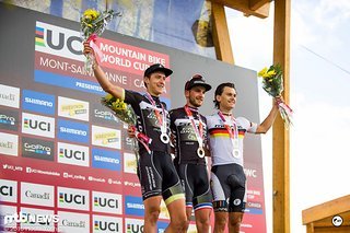 Das Podium der U23-Herren: Titouan Carod, Antoine Bouqueret und Lukas Baum