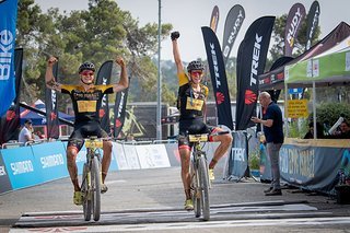 Max Brandl gemeinsam mit seinem Teamkollegen Georg Egger beim Epic Israel 2018.