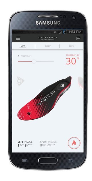 Mit der Smartphone-App kann die Temperatur an beiden Füßen separat reguliert werden Mit der Smartphone-App kann die Temperatur an beiden Füßen separat reguliert werden