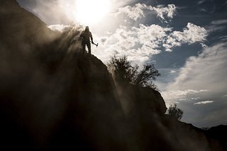Brage Vestavik digging and prepping the course during the Red Bull Rampage in Virgin, Utah, USA on 6 October, 2021. // SI202110070091 // Usage for editorial use only //