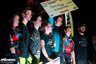 Das Whip Off Podium v.l.n.r.: Vic Armstrong, Alan Cooke, Tyler McCaul, Casey Brown, Reed Boggs, Katy Curd, Ryan Howard