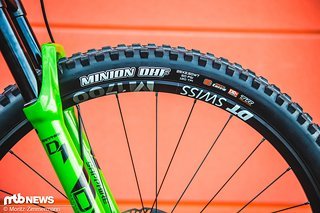 Maxxis Minion-Reifen in WT-Ausführung und mit Exo+ Karkasse sind zwar keine Rollwunder, liefern dafür bergab aber jede Menge Traktion. Maxxis Minion-Reifen in WT-Ausführung und mit Exo+ Karkasse sind zwar keine Rollwunder, liefern dafür bergab aber jede Menge Traktion.