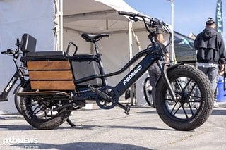 Das Pedego Cargo ist ein Heavy Duty-Lastenrad mit Federgabel, dicken Reifen, Ersatzakku und wasserdichtem Staufach.