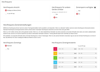 Konfiguration der Herzfrequenz-Zonen Konfiguration der Herzfrequenz-Zonen