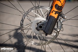 Interessantes Detail: Für das Rennen in Andorra hat das MS Mondraker-Team 203 mm große Avid-Scheiben montiert