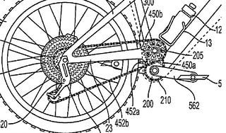 Das Patent von Dave Weagle beschreibt ein High-Pivot-Bike, das mit 2 Ketten statt Kettenumlenkung arbeitet.