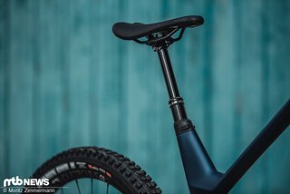 Die Bikeyoke Revive-Sattelstütze stellt 185 mm Hub zur Verfügung. Die Bikeyoke Revive-Sattelstütze stellt 185 mm Hub zur Verfügung.