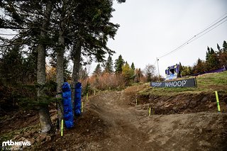 Bisher kam man aus der schmalen Schneise im Gehölz, links vom Start.