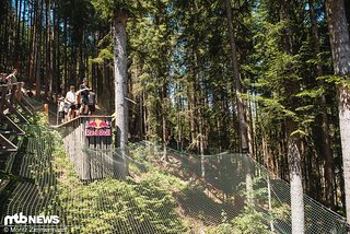 Über den Red Bull-Drop geht's raus aus dem Wald auf die finalen Meter der Strecke