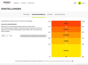 Die Herzfrequenzbereiche lassen sich individuell anpassen Die Herzfrequenzbereiche lassen sich individuell anpassen