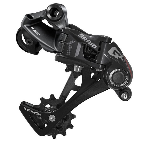 Das SRAM GX Schaltwerk entspricht technisch an sich dem teuren XX1 Schaltwerk, die Konstruktion und Fertigung ist jedoch kostenoptimiert und schwerer Das SRAM GX Schaltwerk entspricht technisch an sich dem teuren XX1 Schaltwerk, die Konstruktion und Fertigung ist jedoch kostenoptimiert und schwerer