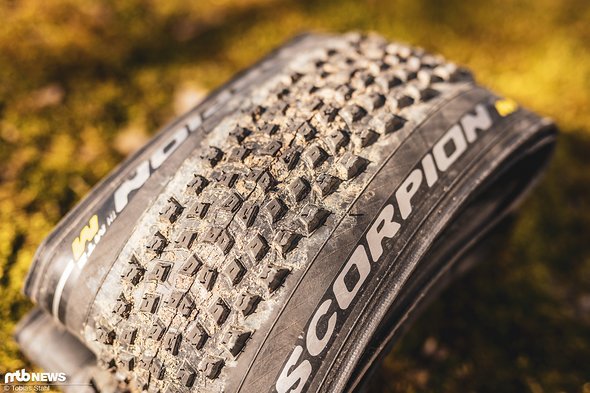 Der Pirelli Scorpion MTB M liegt vom Profil her zwischen dem eng und flach stehenden "H" und dem weit und tiefer stehendem "S" Der Pirelli Scorpion MTB M liegt vom Profil her zwischen dem eng und flach stehenden "H" und dem weit und tiefer stehendem "S"