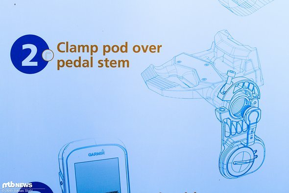 ... dann der Sensor um die Pedalachse geklemmt ... dann der Sensor um die Pedalachse geklemmt