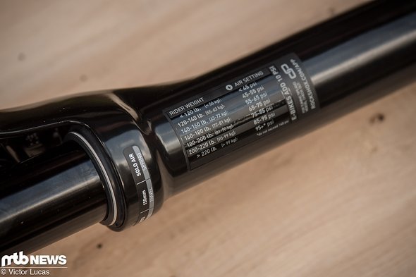 Die Tabelle zur Abstimmung der Gabel wurde angepasst und enthält jetzt auch den Hinweis, dass bei e-Bikes 10 psi mehr Druck gefahren werden sollten Die Tabelle zur Abstimmung der Gabel wurde angepasst und enthält jetzt auch den Hinweis, dass bei e-Bikes 10 psi mehr Druck gefahren werden sollten