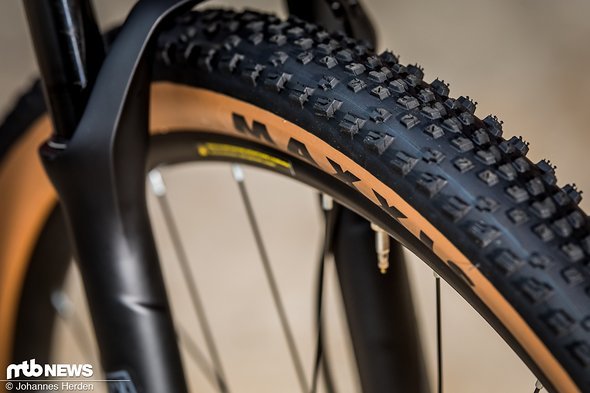 Statt Schwalbe im 8.7-Modell setzt Focus hier auf Maxxis-Bereifung Statt Schwalbe im 8.7-Modell setzt Focus hier auf Maxxis-Bereifung
