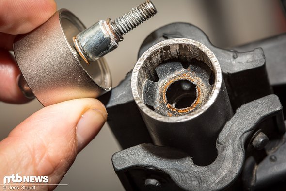 Die alte Kralle ist danach zerstört und kann mit einem Schraubenzieher vorsichtig herausgehebelt werden Die alte Kralle ist danach zerstört und kann mit einem Schraubenzieher vorsichtig herausgehebelt werden