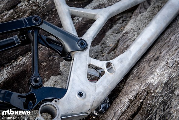 Loïc Brunis Bike hat einen Flip Chip am vorderen Dämpferauge Loïc Brunis Bike hat einen Flip Chip am vorderen Dämpferauge