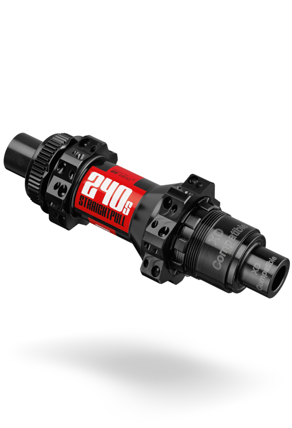 Ohne Werkzeug und in Sekundenschnelle lässt sich an der DT Swiss 240s Straightpull Centerlock Hinterradnabe der Freilaufkörper wechseln Ohne Werkzeug und in Sekundenschnelle lässt sich an der DT Swiss 240s Straightpull Centerlock Hinterradnabe der Freilaufkörper wechseln